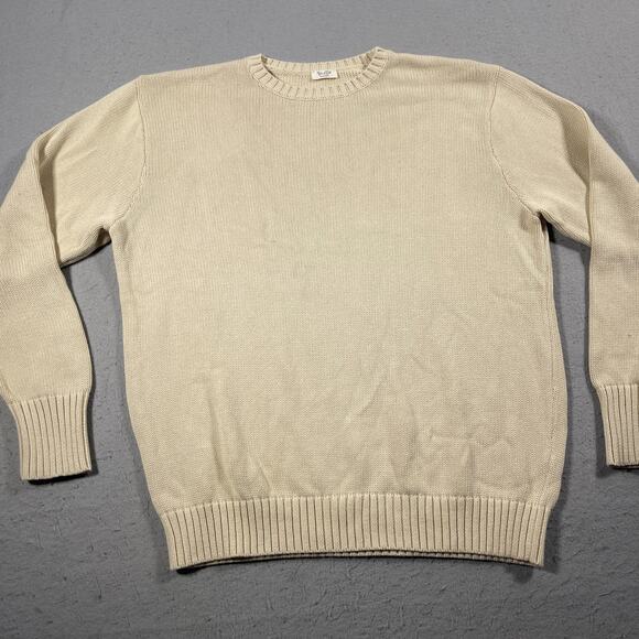 J Galt Sweater Women Large Beige Crewneck Cotton Knit Pullover Casual Minimalist - Picture 2 of 9